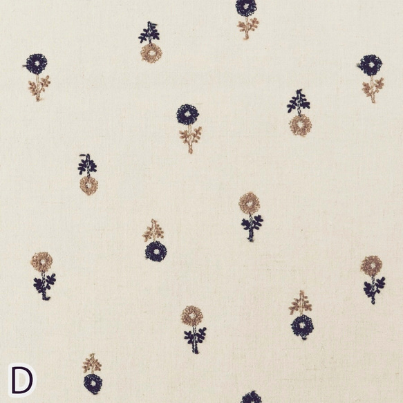 小花柄　刺繍生地　綿麻　ハーフリネン　ｗ114ｘ50ｃｍ　ナチュラル 2枚目の画像