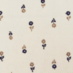 小花柄　刺繍生地　綿麻　ハーフリネン　ｗ114ｘ50ｃｍ　ナチュラル 1枚目の画像