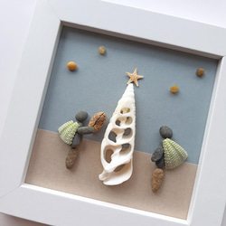 〈ホワイトツリー〉貝殻・ストーンアート 3枚目の画像