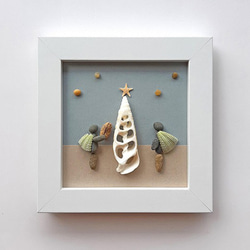 〈ホワイトツリー〉貝殻・ストーンアート 1枚目の画像