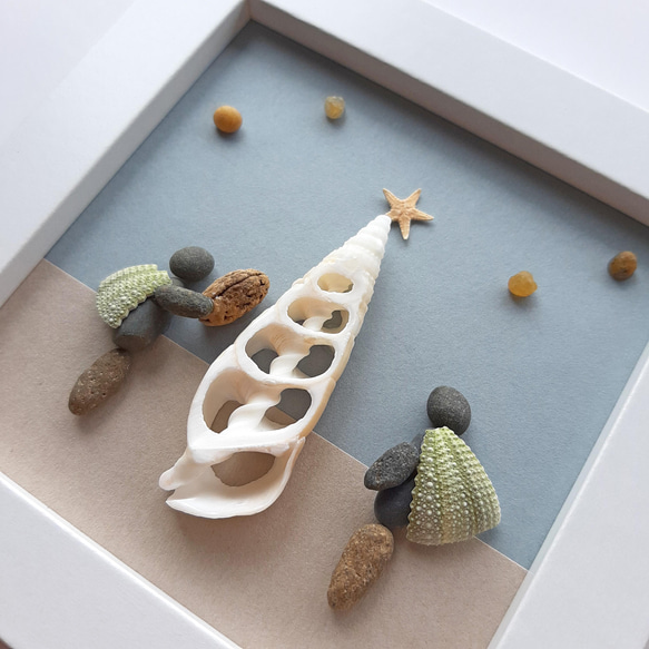 〈ホワイトツリー〉貝殻・ストーンアート 4枚目の画像