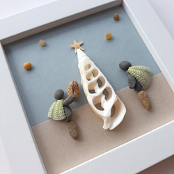 〈ホワイトツリー〉貝殻・ストーンアート 2枚目の画像