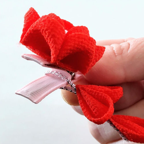 つまみ細工 髪飾り 無地mini/選べる4色 ＊/初節句/ひな祭り/七五三