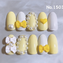 No.1503 ネイルチップ パステルカラー イエロー 黄色 黄 パステル