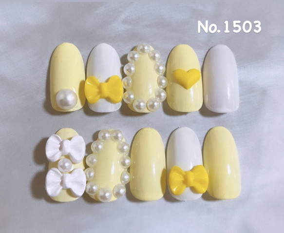 No.1503 ネイルチップ パステルカラー イエロー 黄色 黄