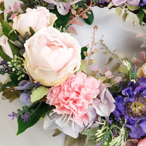 華やかピンクローズ&カーネーションリース リース アトリエ リトル