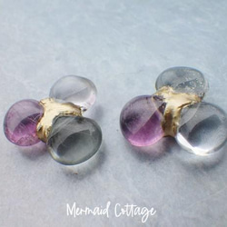 Fluorite Flower Kintsugi Earrings ☆イヤリング・ピアス 3枚目の画像