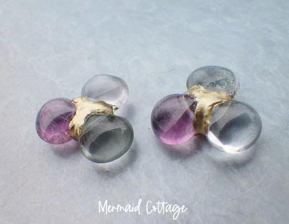 Fluorite Flower Kintsugi Earrings ☆イヤリング・ピアス 3枚目の画像