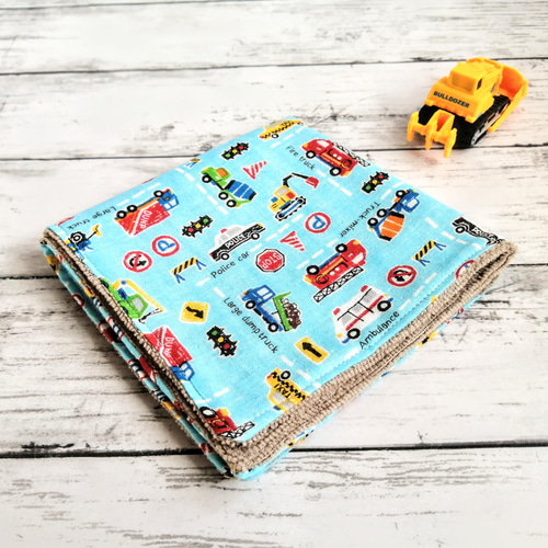 働く車 ガーゼハンカチタオル ダブルガーゼ マイクロファイバー 30cm  