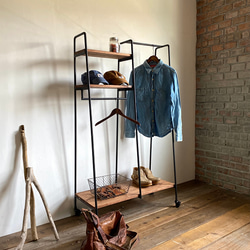 貴重　数量限定　2段　大きなハンガーラック　古材　収納棚　ディスプレイラック fit=scale-down,w=1200
