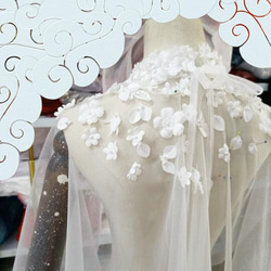 エレガント トップス ケープ風ボレロ　ウエディングドレス 咲き誇... 6枚目の画像