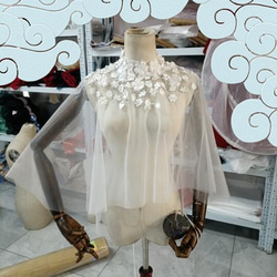 エレガント トップス ケープ風ボレロ　ウエディングドレス 咲き誇... 1枚目の画像