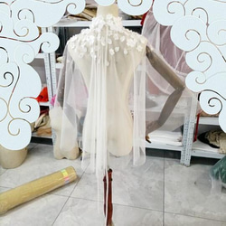 エレガント トップス ケープ風ボレロ　ウエディングドレス 咲き誇... 9枚目の画像