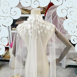 エレガント トップス ケープ風ボレロ　ウエディングドレス 咲き誇... 5枚目の画像