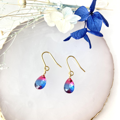 SALE!ピンク×ロイヤルブルー バイカラー ピアス/イヤリング ピアス 