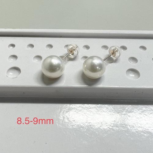 本真珠】K18YG一粒パールピアス 8.5-9ミリ アコヤ真珠 スタッドピアス 