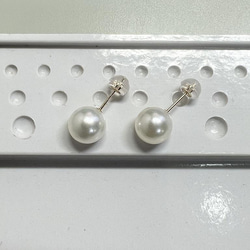 【正品珍珠】K10單顆珍珠耳環8.5-9mm Akoya珍珠耳環K10YG/K10PG 10金 第2張的照片
