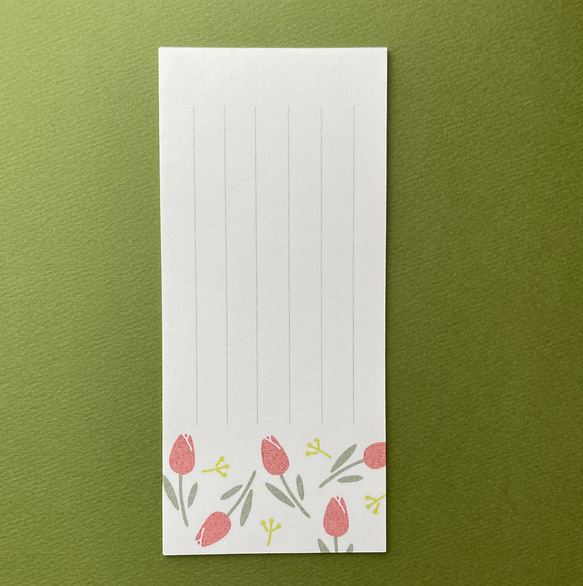 和の花ごよみ「皐月」チューリップ一筆箋(封筒付き) 5枚目の画像