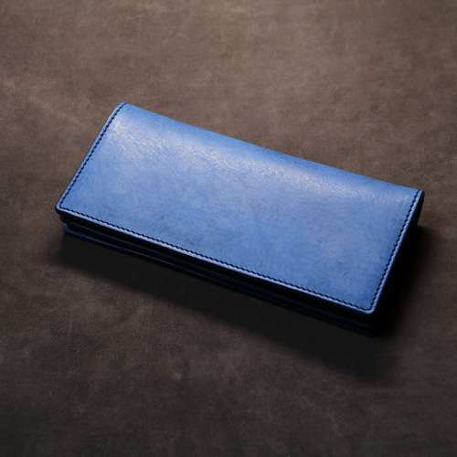 【現品限り】本革 アラスカレザー 長財布 スタンダード長財布】アラスカレザー ブルー EA-011 長財布 ghostplant