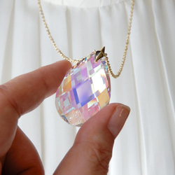 超大粒 プレシオサ・オーロラ シャンデリア クリスタル ガラス・ペンダント ネックレス 5枚目の画像
