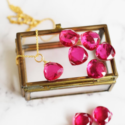 SALE【限定数のみ】ラズベリーピンク　クォーツ　トリプレットマロンカット　サージカルステンレスネックレス40cm 7枚目の画像