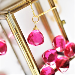 SALE【限定数のみ】ラズベリーピンク　クォーツ　トリプレットマロンカット　サージカルステンレスネックレス40cm 3枚目の画像