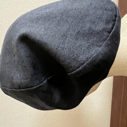 新作‼️ カタチにこだわるベレー帽　リネン　インディゴブルー 5枚目の画像