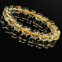 店長イチオシ 現品一点物 ゴールドルチル ブレスレット 金針水晶 数珠 １０ミリ ３２ｇ ＳＧＲ３３ ギフトセット付 2枚目の画像