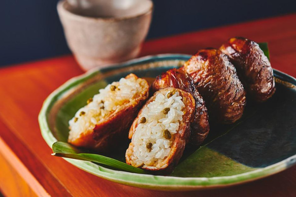 ≪冷凍便≫　店内炭火焼！　肉巻きおにぎり5個＆山椒肉巻きおにぎり5個のセット　 2枚目の画像