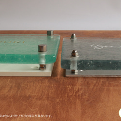 【選べる2サイズ・3カラー】セミオーダーメイド　リサイクルガラス表札(背板付き) 4枚目の画像