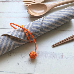 リネンのお箸ケース　ブルー　ハンドメイド リネンのお箸ケースブルーハンドメイド