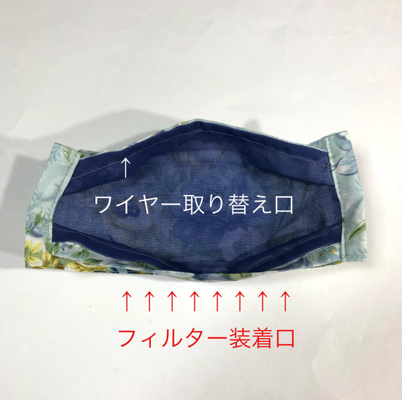 涼感⭐️花園マスク◆折り上げタイプ　フィルターポケット仕様　Mサイズ 7枚目の画像