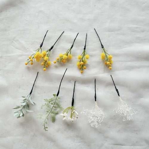 W1 ミモザの髪飾り ヘッドドレス（アクセサリー） 髪飾り♢ロメリ  