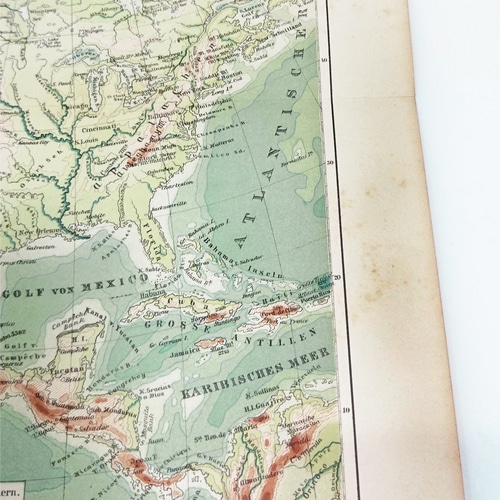 北アメリカ 山と川の体系図 マイヤー百科事典 アンティークマップ 古