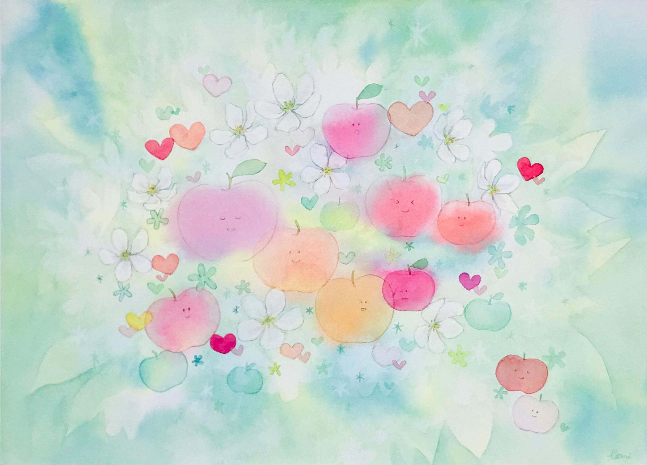 りんごのアクリル画 原画 りんご【原画 アクリル 絵画】 絵画 ちさと 通販 10348539