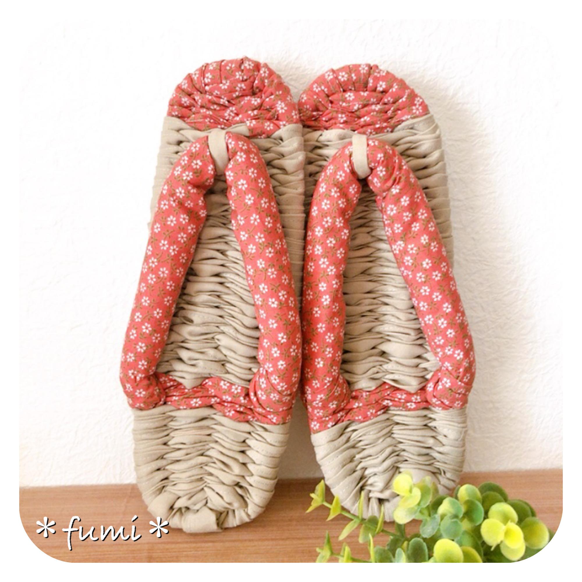 母の日に♪小花柄の鼻緒♡(女性用ML)ふんわり鼻緒の布ぞうり 布