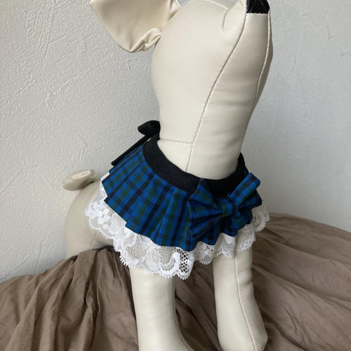 ファミリアチェック　つけ襟スタイ ファミリア風チェック/犬用スタイ グリーン 付け襟 アクセサリー