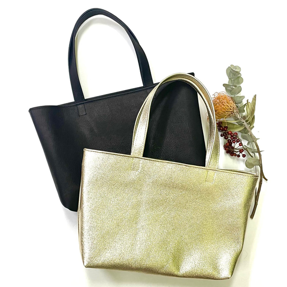 ピッグスキンの小さなトートバッグ　 ゴールド・シルバー 13枚目の画像