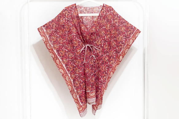 聖誕節禮物 情人節禮物 交換禮物 生日禮物木刻印純棉蝴蝶洋裝 印度有機棉 india blockprint木刻印罩衫-花 第13張的照片