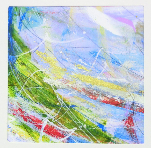 「海と風」②  プリント版 金箔 銀箔入り 額サイズ20×20㎝ パワーアート カケラ 3枚目の画像