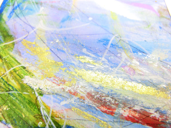 「海と風」②  プリント版 金箔 銀箔入り 額サイズ20×20㎝ パワーアート カケラ 5枚目の画像