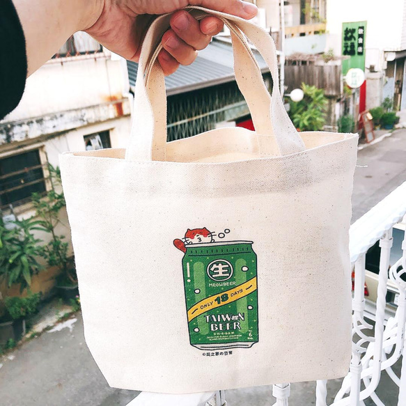 台灣生啤酒の日常 帆布手提袋(午餐袋) 雙杯飲料袋 手工印製 Canvas bag 第6張的照片