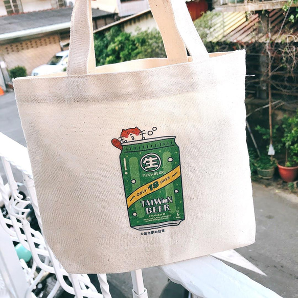 台灣生啤酒の日常 帆布手提袋(午餐袋) 雙杯飲料袋 手工印製 Canvas bag 第7張的照片