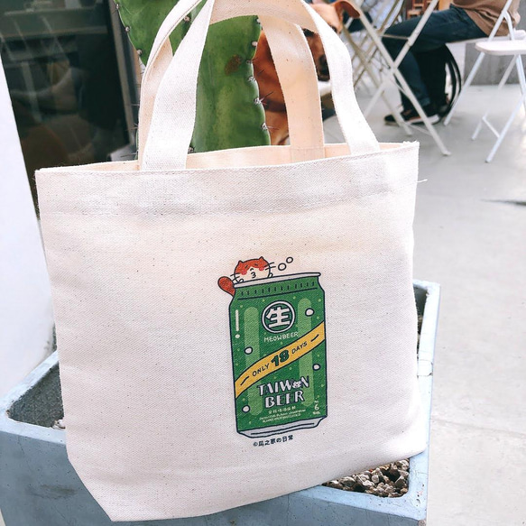 台灣生啤酒の日常 帆布手提袋(午餐袋) 雙杯飲料袋 手工印製 Canvas bag 第9張的照片