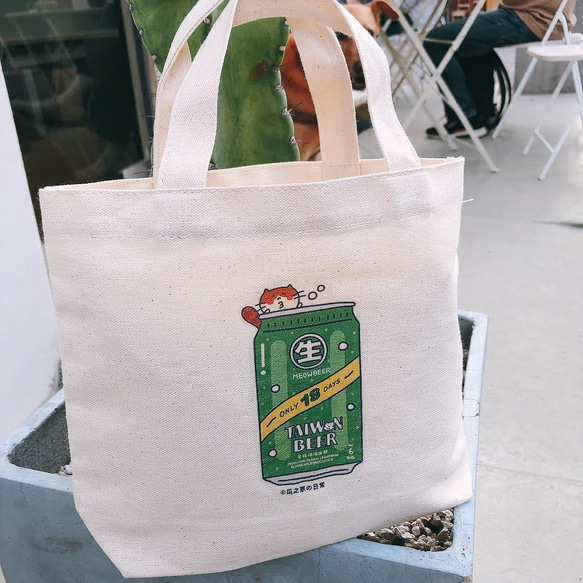 台灣生啤酒の日常 帆布手提袋(午餐袋) 雙杯飲料袋 手工印製 Canvas bag 第4張的照片