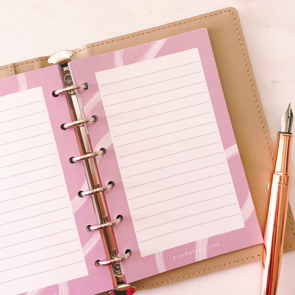flowermemoryページ 罫線ノート / ミニ6 / くすみピンク / システム手帳リフィル 手帳 A