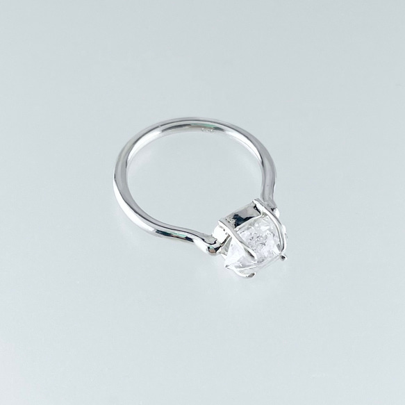 silver950リング　氷雨　　ハーキマーダイヤモンド 2枚目の画像