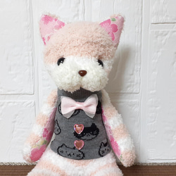 ピンクの猫さん(桜)【creema限定】靴下ぬいぐるみ/ソックドール 2枚目の画像