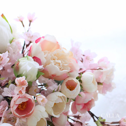 Sakura clutch bouquet ブートニア付《オプション》思い出のブーケをリースに♡ 3枚目の画像