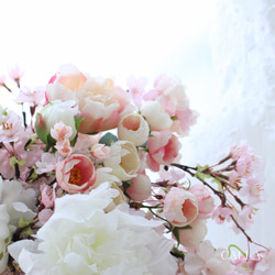 Sakura clutch bouquet ブートニア付《オプション》思い出のブーケをリースに♡ 5枚目の画像